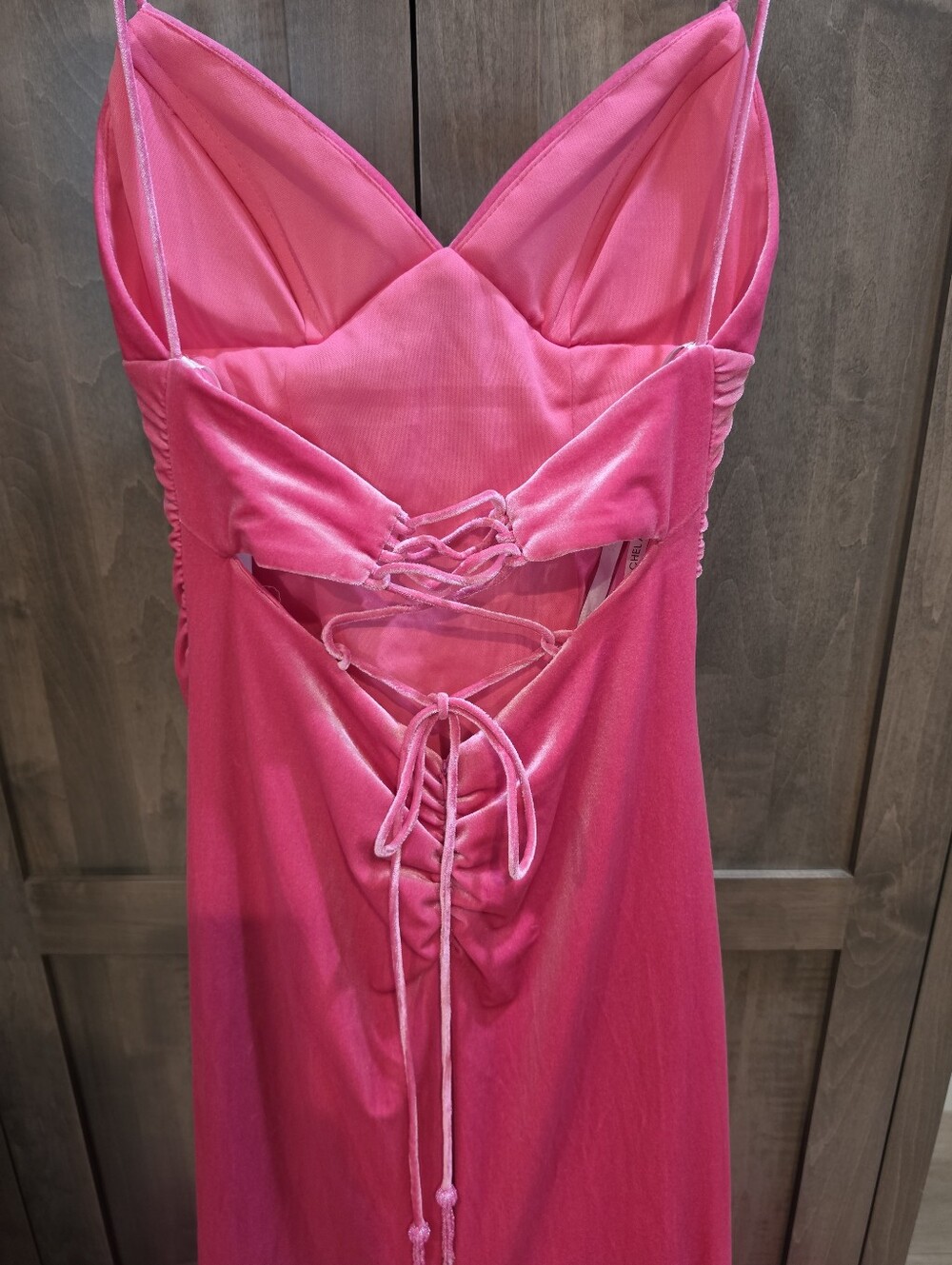 Rachel Allan 70457 Hot Pink Velvet Prom Gown Size 6 NWT $478 - Picture 5 of 9